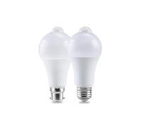 fortunate lights Pack of 2, LED PIR Motion Sensor Light Bulb, 18W/15W/12W AC85V-265V Outdoor Porch Garage Pathway Lighting(Cool white 18W,B22)