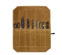 FortunateSweet Culinary Traveler's Waxed Canvas Cutter Roll Bag with Ample Storage Space and Easy Carry Features (Khaki)