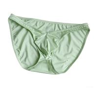 FortunateSweet Men Satin-like Briefs Narrow Belt Ice Panties Men Satin-like | Satin-like texture, narrow belt style, breathable material, solid white color, men's underwear