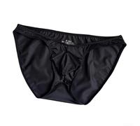 FortunateSweet Men Satin-like Briefs Narrow Belt Ice Panties Men Satin-like | Satin-like texture, narrow belt style, breathable material, solid white color, men's underwear