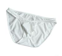FortunateSweet Men Satin-like Briefs Narrow Belt Ice Panties Men Satin-like | Satin-like texture, narrow belt style, breathable material, solid white color, men's underwear