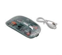 FortunateSweet Sleek Three Mode Wireless Mouse in a Beautifully Designed Transparent Shell Offering Customizable DPI Settings Up to 2400 For Smooth Navigation (Green)