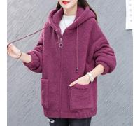 FortunateSweet Women's Fleece Hooded Jacket Zip Up Thickened Warm | Full zip closure, hooded design, thickened velvet lining, warm for winter, casual daily wear