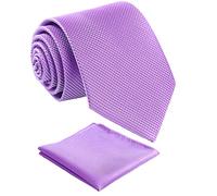 fortunatever Mens Handmade Solid Neckties,Extra Long Tie For Men With Gift Box,63"×3.54", Lavender(tie+pocket Square), Extra Long