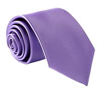 fortunatever Mens Solid Satin Tie For Men,Handmade Neckties With Multiple Colors+Gift Box, Lavender, Medium