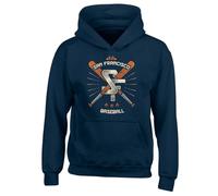 Fortune Baseball Slogan Unisex Printed Hooded Sweatshirt Navy