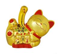 Fortune Bringing Solar Lucky Cat, Waving Motion for Good Fortune and Wealth, No Batteries Required (Gold)