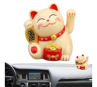 Fortune Cat Statue - Sun Charm, Waving Red Figurine | Bright Maneki Neko Cat with Moving Arm, A Symbol of for Wealth and Positivity at Home, The Picture