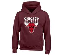 Fortune Chicago Bull Slogan Unisex Printed Hooded Sweatshirt Burgundy
