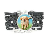 Fortune Cookies Labrador Dog Love Adjustable Leather Braided Bracelet Black