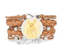 Fortune Dreamy Nebula Pekingese Love Adjustable Leather Braided Bracelet | Multilayer,Punk,Wristband,Handmade,Gift,Bangle,Accessory, Girlfriend,Lover,Ethnic,Friendship ,Birthday,Christmas,Music