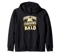 Fortune Favors The Bald Funny Dad Husband Grandpa Joke Dude Zip Hoodie