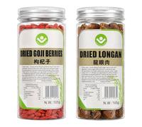 Fortune Foods Dried Goji Berries & Longan 100g x 2 Packs - Sweet Dried Fruit Snack for Tea Desserts & Cooking