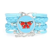 Fortune,Lucky,Butterfly,Diffraction,Adjustable,Leather,Braided,Bracelet Blu