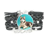 Fortune Sugar Cookies Malamute Dog Love Adjustable Leather Braided Bracelet
