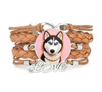 Fortune Sugar Cookies Malamute Dog Love Adjustable Leather Braided Bracelet