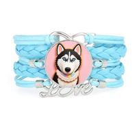 Fortune Sugar Cookies Malamute Dog Love Adjustable Leather Braided Bracelet