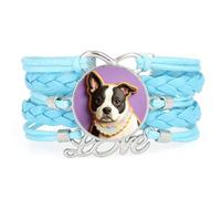 Fortune Sugar Cookies Pekingese Dog Love Adjustable Leather Braided Bracele