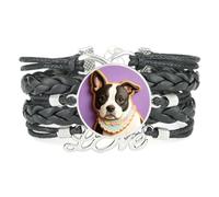 Fortune Sugar Cookies Pekingese Dog Love Adjustable Leather Braided Bracele