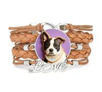 Fortune Sugar Cookies Pekingese Dog Love Adjustable Leather Braided Bracele