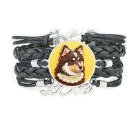 Fortune Sugar Cookies Shepherd Dog Love Adjustable Leather Braided Bracelet