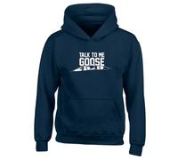 Fortune Talk To Me Goose Slogan Unisex Printed Hooded Sweatshirt Navy