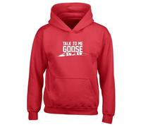 Fortune Talk To Me Goose Slogan Unisex Printed Hooded Sweatshirt Red