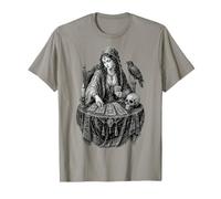 Fortune Teller Tarot Card Reader Skull Raven Gothic Mystic T-Shirt