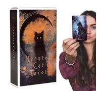Fortune Telling Tarot Deck, Haunted Cat Theme 78 Cards, English Divination Cards, Fun For Beginners And Experts, Unique Mystical Artwork Featuring Haunted Cat Designs