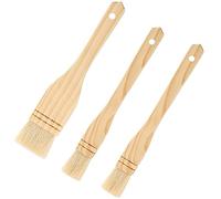 Fortunemee 3PCS Pastry Brushes Basting Oil Brush with Goat Bristles and Hardwood Handles BBQ Cooking Baking Brush for Baking, Grilling, Cooking and Spreading Oil, Butter, BBQ Sauce, or Marinade