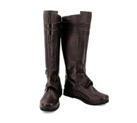 Fortunezone Medieval Boots Men's Film Cosplay Leather Combat Boots Adult Halloween Costume Accessories, brown, 12 UK