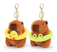 Fortuning's JDS 2PCS Capybara Toy Plush Capybara Keychains Cute Keychain Plush Capybara Keyrings Pendant Stuffed Animal Soft Decor Keyring Stuffed Toys For Unisex, Frog Duck Keyrings (duck-frog)