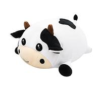 Fortuning's JDS Animal Plush Stuffed Dairy Cow Doll Cartoon Kawaii Plushie Milk Cow Pillow Soft Huggable Plush Pillow Cute Stuffed Pillows Chubby Cushion Toys Lifelike Animal Toy 35cm(13.7 inch)