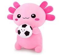 Fortuning's JDS Axolotl Plush Pillow Stuffed Axolotl Toys Stuffed Animal Plush Pillow Cute Plush Animal Toy Hugging Pillow Football Cushion Pillow Cuddly Toy Soft Toys Soccer for Boys Girls (Pink)