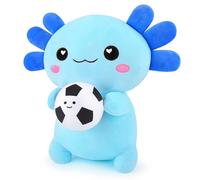 Fortuning's JDS Axolotl Plush Pillow Stuffed Axolotl Toys Stuffed Animal Plush Pillow Cute Plush Animal Toy Hugging Pillow Football Cushion Pillow Cuddly Toy Soft Toys Soccer for Boys Girls (Blue)