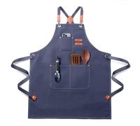 FortuWrap Chef Apron for Men Women with Pockets,Cross Back Cotton Canvas Plus Size Apron for Cooking BBQ Baking Gardening(Grey)
