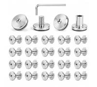 FortWeal Cupboard Joining Bolts Screws, M3x5mm 20 Pcs Furniture Post Screw Binding Bolts Hex Drive Socket Cap Bolts Barrel Nuts Sleeves with Allen Wrench for Cabinet Bookcases Chair Wood Boards
