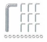 FortWeal Long Square Bend Bolts, M8x80mm 10 Pack L Threaded Hooks with Nuts | Strong metal; M8x80mm 10 pack; machine-threaded L bolts with nuts; for timber, panels, frames, brackets & general DIY fixing