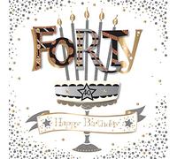 Forty 40th Birthday Handmade Embellished Greeting Card by Talking Pictures Cards