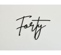 Forty Acrylic Cake Topper - 40th Birthday Script Number Decoration for Milestone Party Celebration Cake, Elegant Modern Laser Cut Design (Black Mirror Acryl)