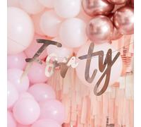 Ginger Ray Rose Gold Foil Forty Milestone Birthday Hanging Bunting Decoration 1.7m in length