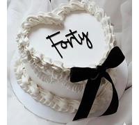Forty Cake Topper - 40th Birthday Cake Charm, Black Gloss Acrylic, 3mm Thick, Premium Laser Cut Decoration for Fortieth Celebration Fourty Lambeth Style
