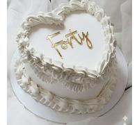 Forty Cake Topper - 40th Birthday Decoration, Gold Mirror Acrylic, 3mm Thick, Premium Laser Cut Charm, Elegant Fortieth Party Décor Lambeth Cake