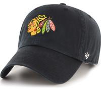 Forty Seven 47 Brand Chicago Blackhawks Black Clean Up Curved Strapback Cap