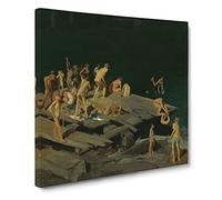 Forty Two Kids by George Bellows Canvas Print | Gallery Wrapped 30mm Frame Wall Art | 14x14 inches | Ready to Hang | Classic Picture | Living Room Bedroom Lounge Office