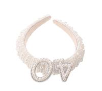 Forty Years Faux Pearls Headband White Elegant Hair Accessory