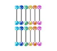FORUBUS Colorful Tongue Rings Nipple Rings for Women Body Piercing Jewelry 14G 16mm Pierced Barbells Body Jewelry 50Pcs/30Pcs/20Pcs Pack, Metal, no gemstone