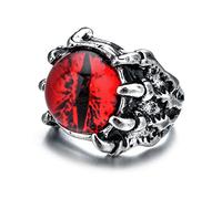 FORUBUS Gothic Dragon Eye and Claws Ring, Adjustable Metal Ring, Vintage Style, Halloween Jewelry for Men Women, Distressed Finish, Red