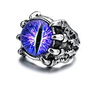 FORUBUS Gothic Dragon Eye and Claws Ring for Women Men Halloween Jewelry, Claws Holding Demon Evil Eye Distressed Ring for Party Egirl Eboy Decoration, Adjustable, Metal, metal
