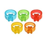 FORUBUS Gummy Bear Ring Set - Colorful Acrylic Resin & Beaded Rings for Women - Stackable Y2K Aesthetic Candy Jewelry Accessories, M, Metal, No Gemstone